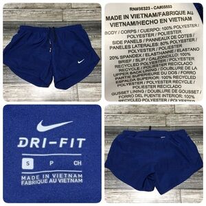 Nike Dri Fit Lined Running Shorts Women’s S Blue Stripe (Inseam 4) Drawstring